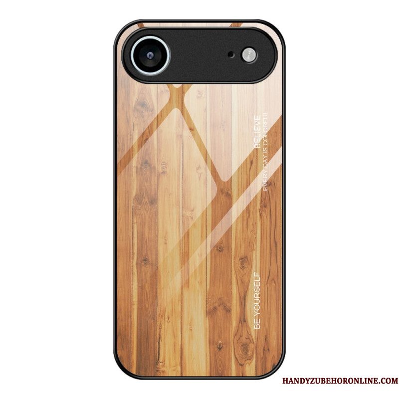 Hoesje iPhone Air Gehard Glas Met Houteffect