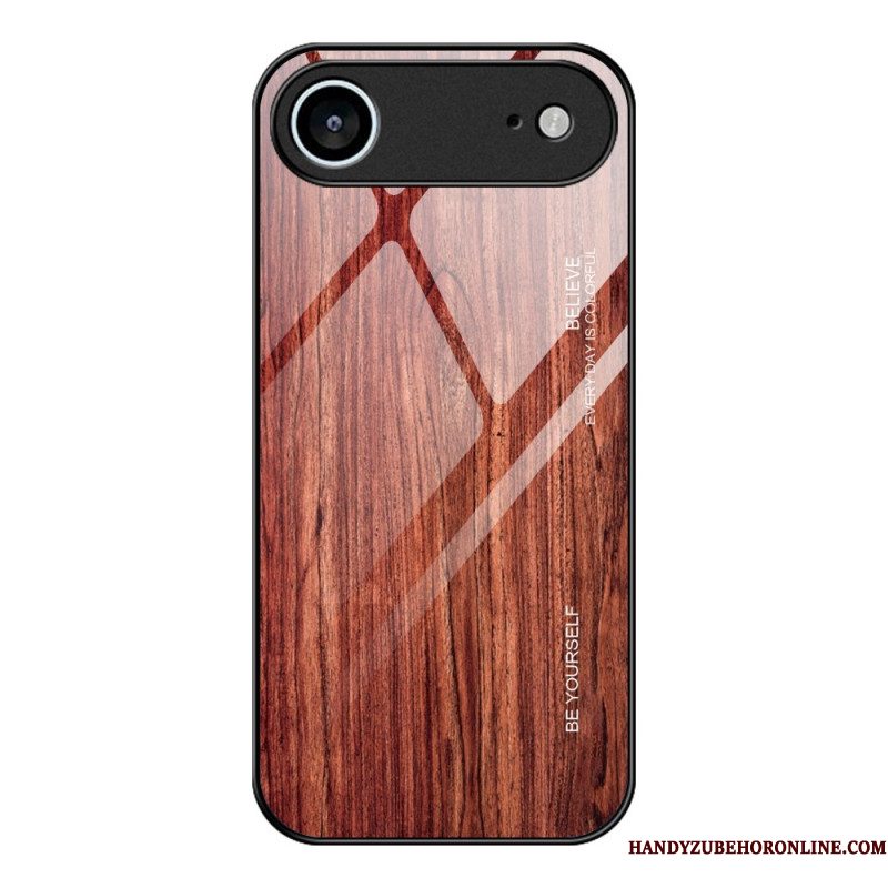 Hoesje iPhone Air Gehard Glas Met Houteffect