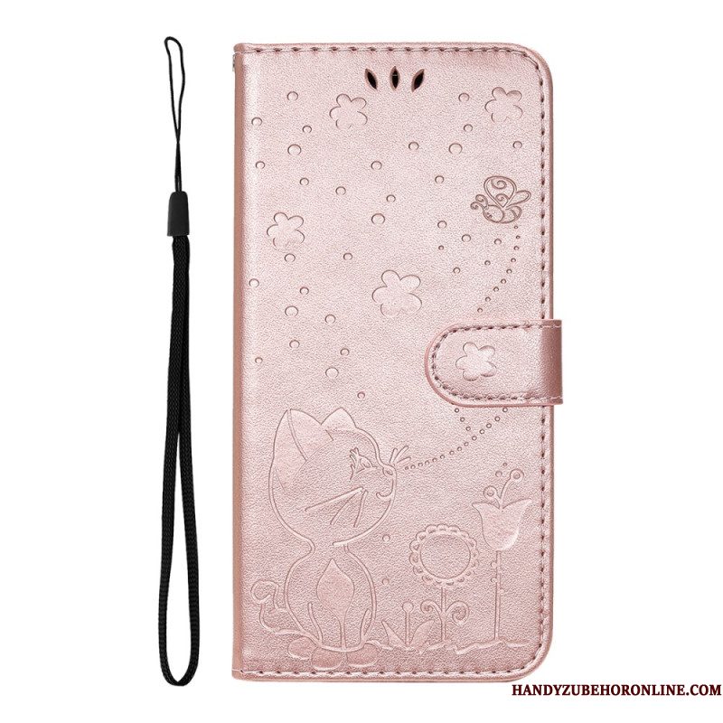Leren Hoesje Huawei Pura 80 Pro Kat En Bij Bescherming Hoesje