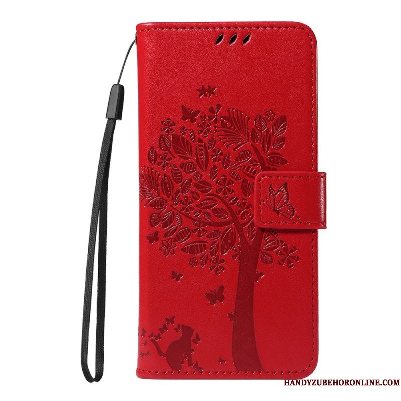 Leren Hoesje Huawei Pura 80 Pro Kat En Boompatroon