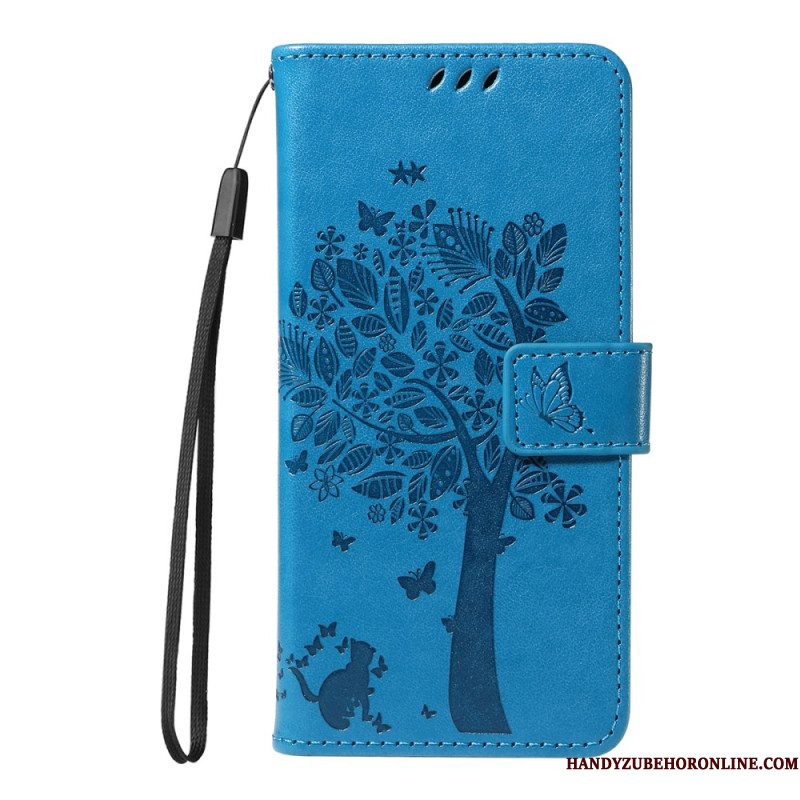 Leren Hoesje Huawei Pura 80 Ultra Kat En Boom Bescherming Hoesje