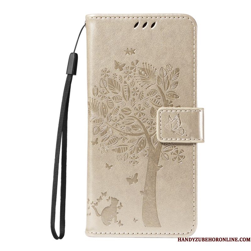 Leren Hoesje Huawei Pura 80 Ultra Kat En Boom Bescherming Hoesje