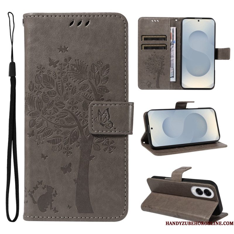 Leren Hoesje Samsung Galaxy S25 5g Edge Boom En Kat Bescherming Hoesje