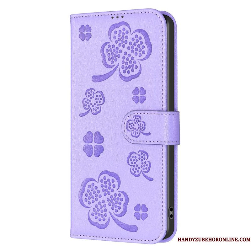 Leren Hoesje Samsung Galaxy S25 5g Edge Klaverpatroon