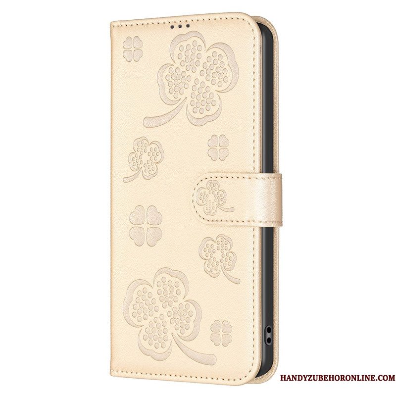 Leren Hoesje Samsung Galaxy S25 5g Edge Klaverpatroon
