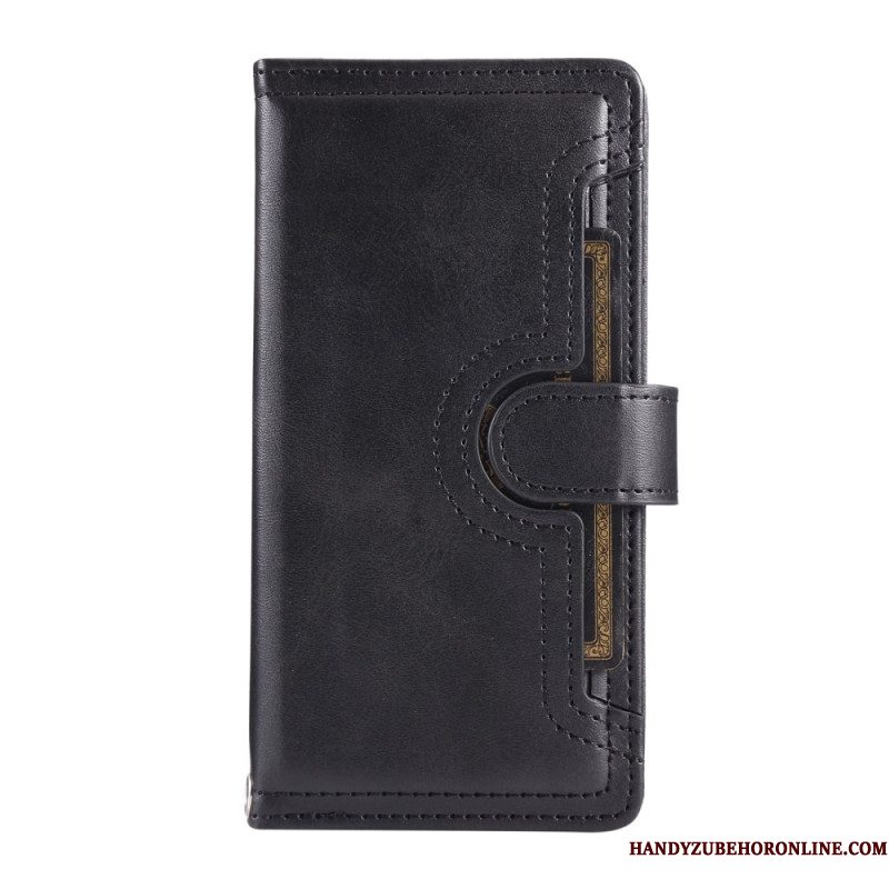 Leren Hoesje Samsung Galaxy S25 5g Edge Magnetische Portemonnee En Sleutelkoord Bescherming Hoesje
