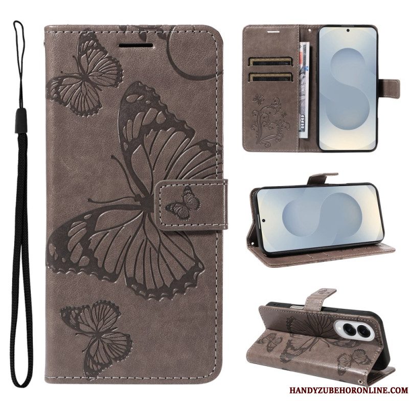 Leren Hoesje Samsung Galaxy S25 5g Edge Patroon Met Gigantische Vlinders