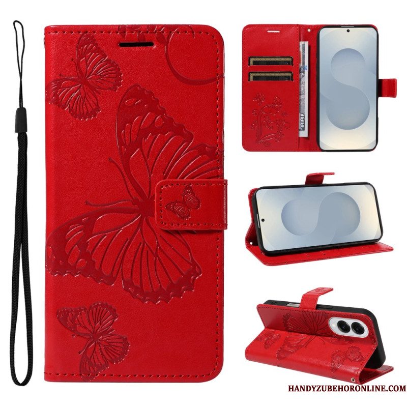 Leren Hoesje Samsung Galaxy S25 5g Edge Patroon Met Gigantische Vlinders