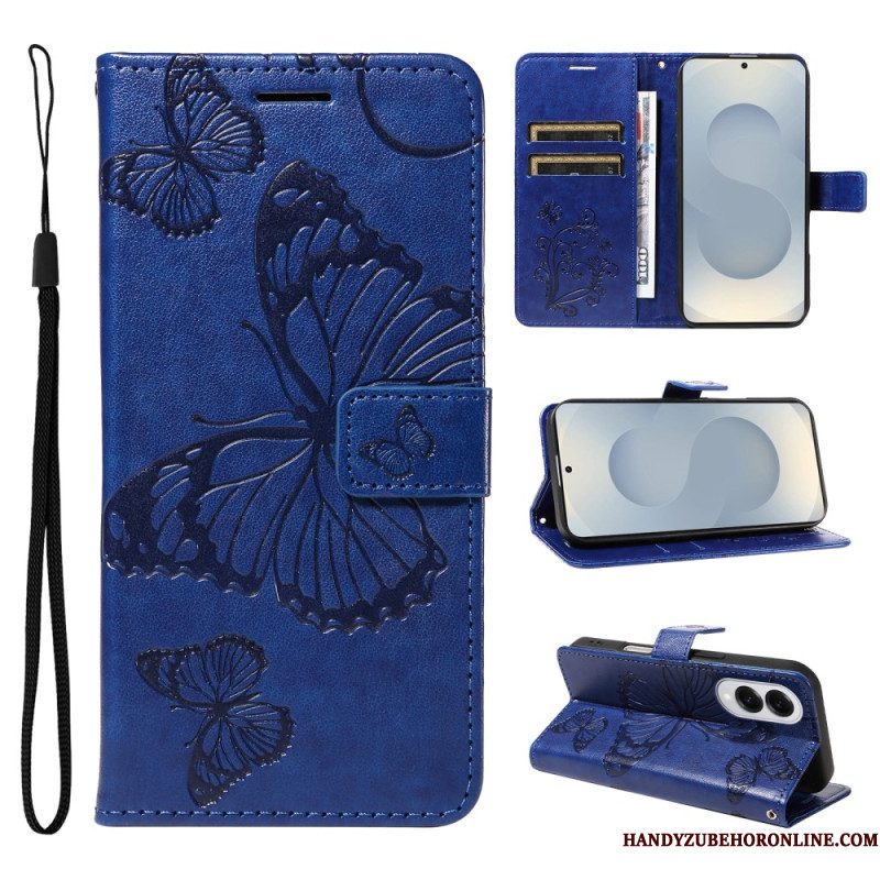 Leren Hoesje Samsung Galaxy S25 5g Edge Patroon Met Gigantische Vlinders
