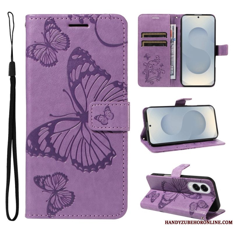 Leren Hoesje Samsung Galaxy S25 5g Edge Patroon Met Gigantische Vlinders