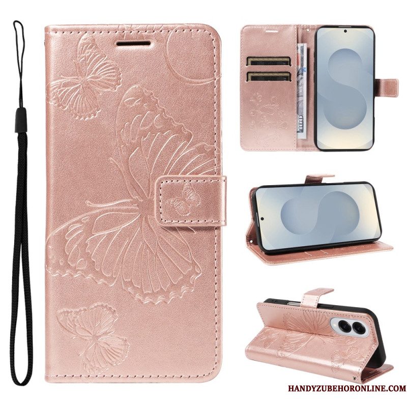 Leren Hoesje Samsung Galaxy S25 5g Edge Patroon Met Gigantische Vlinders