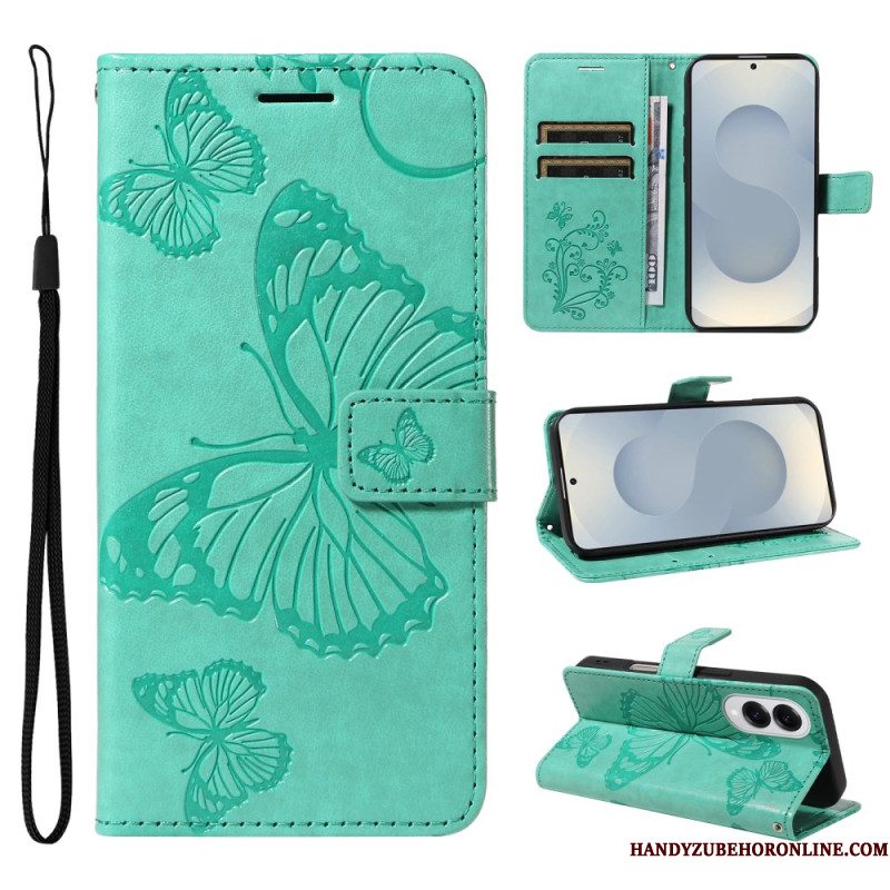 Leren Hoesje Samsung Galaxy S25 5g Edge Patroon Met Gigantische Vlinders