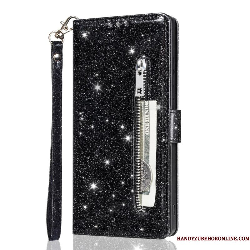 Leren Hoesje Samsung Galaxy S25 5g Edge Portemonnee Met Pailletten