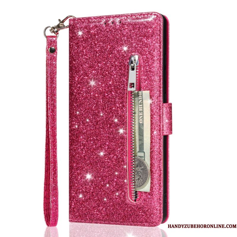Leren Hoesje Samsung Galaxy S25 5g Edge Portemonnee Met Pailletten