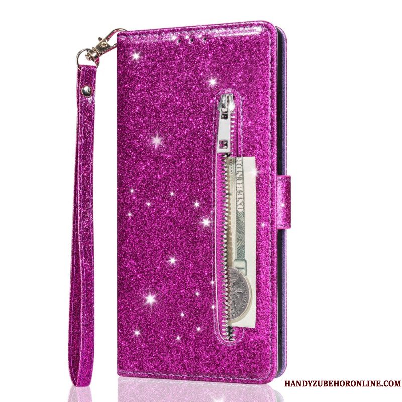 Leren Hoesje Samsung Galaxy S25 5g Edge Portemonnee Met Pailletten