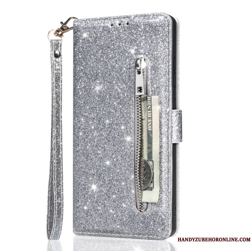 Leren Hoesje Samsung Galaxy S25 5g Edge Portemonnee Met Pailletten