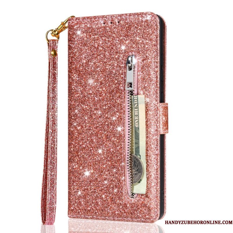 Leren Hoesje Samsung Galaxy S25 5g Edge Portemonnee Met Pailletten