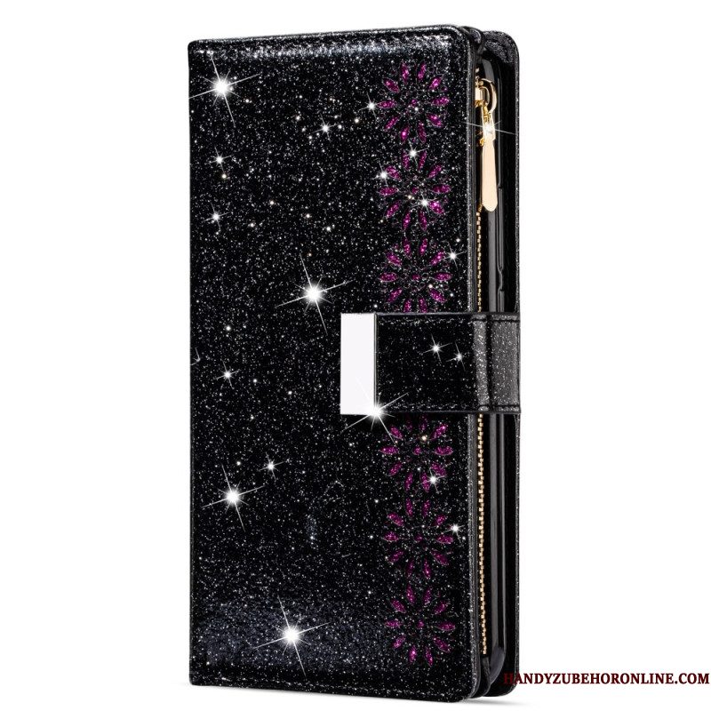 Leren Hoesje Samsung Galaxy S25 5g Edge Portemonnee Met Paillettenband Bescherming Hoesje