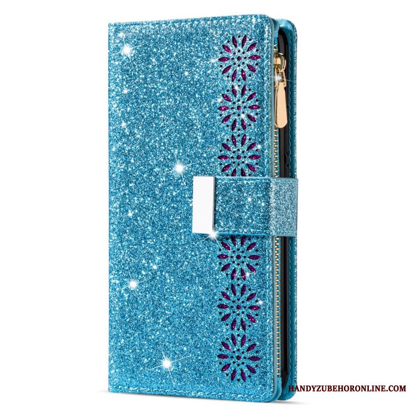 Leren Hoesje Samsung Galaxy S25 5g Edge Portemonnee Met Paillettenband Bescherming Hoesje