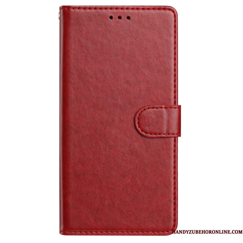 Leren Hoesje Samsung Galaxy S25 5g Effen Kunstleer Bescherming Hoesje