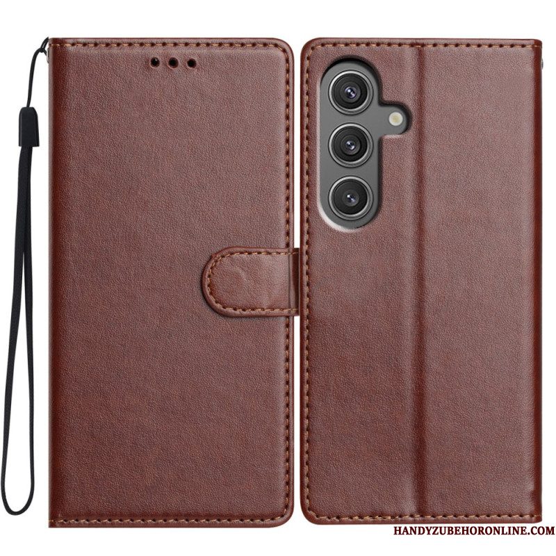 Leren Hoesje Samsung Galaxy S25 5g Effen Kunstleer Bescherming Hoesje