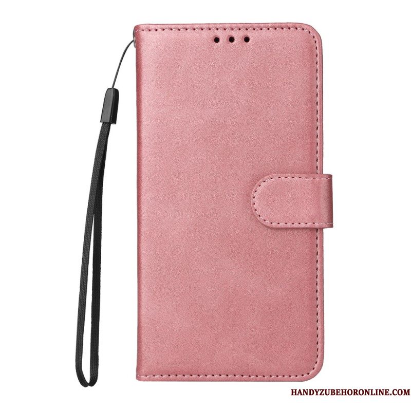 Leren Hoesje Samsung Galaxy S25 5g Effen Leren Bandje Bescherming Hoesje