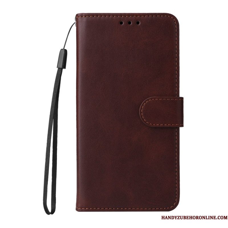 Leren Hoesje Samsung Galaxy S25 5g Effen Leren Bandje Bescherming Hoesje