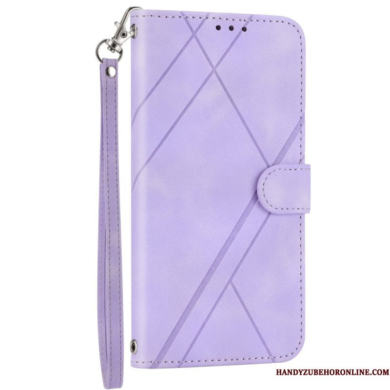Leren Hoesje Samsung Galaxy S25 5g Gestreept Koord