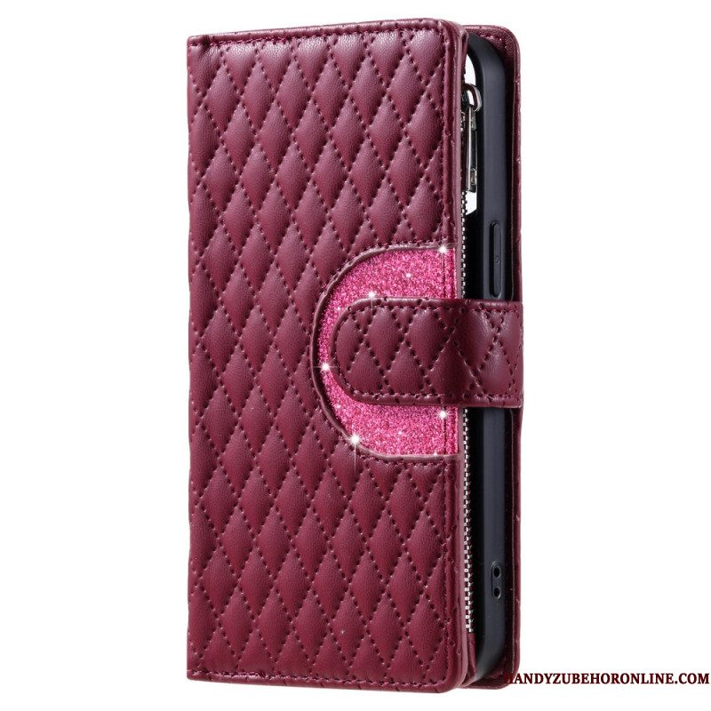 Leren Hoesje Samsung Galaxy S25 5g Gewatteerde Portemonnee Met Ritssluiting Bescherming Hoesje