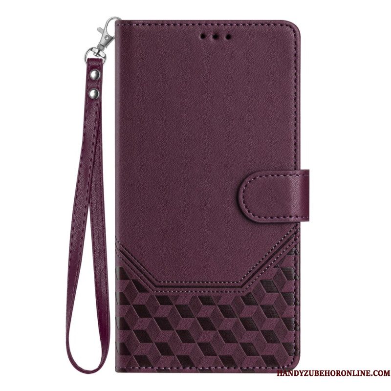 Leren Hoesje Samsung Galaxy S25 5g Honingraatpatroon Bescherming Hoesje