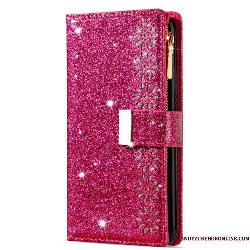 Leren Hoesje Samsung Galaxy S25 5g Portemonnee Met Pailletten