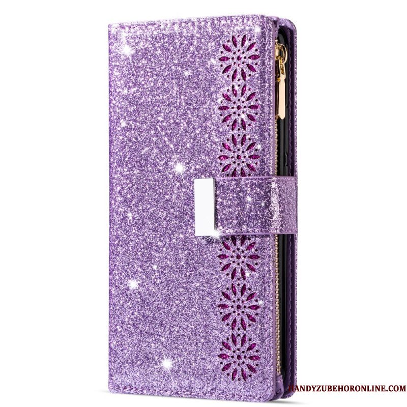 Leren Hoesje Samsung Galaxy S25 5g Portemonnee Met Pailletten