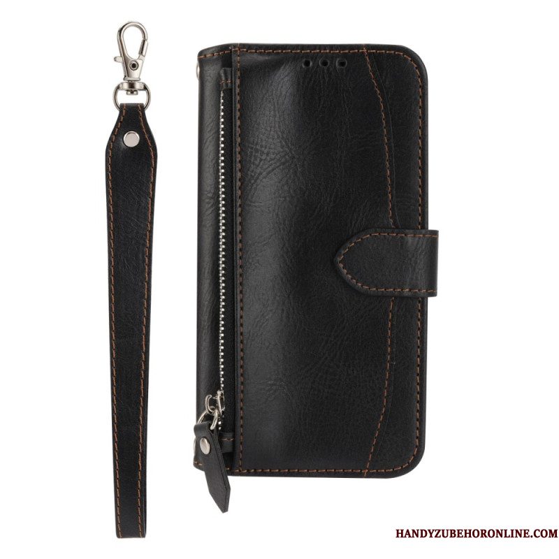 Leren Hoesje Samsung Galaxy S25 5g Vak Met Rits Riem En Schouderriem