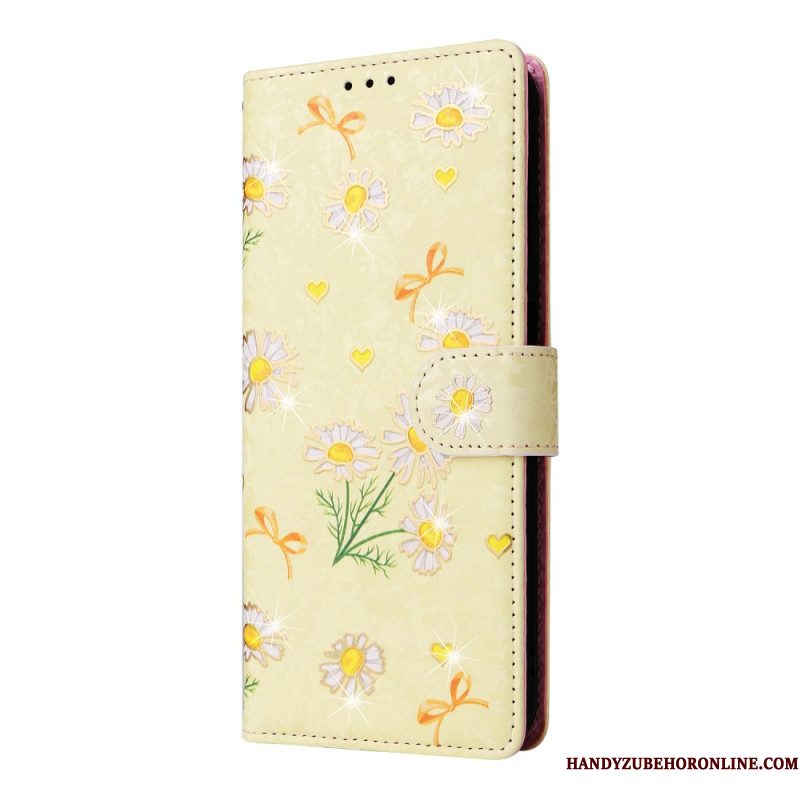 Leren Hoesje Samsung Galaxy S25 Fe Bloemenprint Bescherming Hoesje