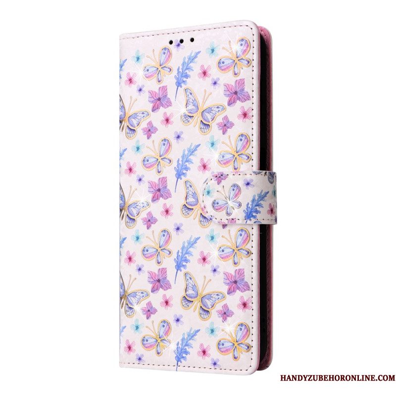 Leren Hoesje Samsung Galaxy S25 Fe Bloemenprint Bescherming Hoesje
