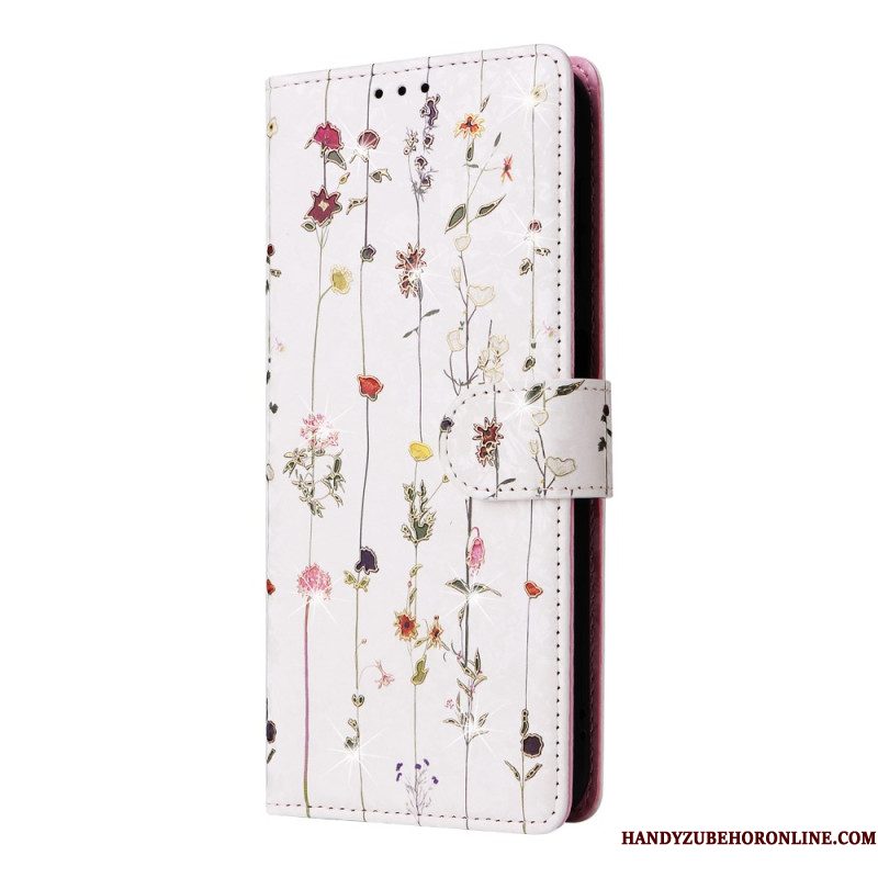 Leren Hoesje Samsung Galaxy S25 Fe Bloemenprint Bescherming Hoesje