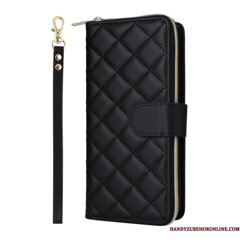 Leren Hoesje Samsung Galaxy S25 Fe Gewatteerd Met Bandje En Schouderband Bescherming Hoesje