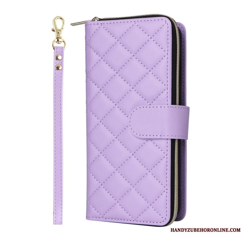 Leren Hoesje Samsung Galaxy S25 Fe Gewatteerd Met Bandje En Schouderband Bescherming Hoesje