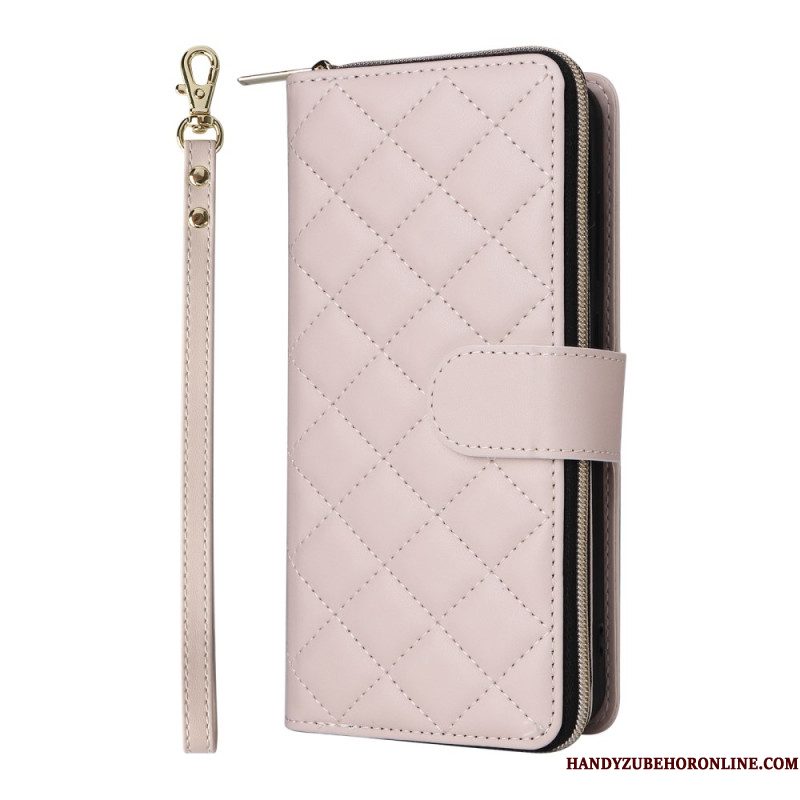 Leren Hoesje Samsung Galaxy S25 Fe Gewatteerd Met Bandje En Schouderband Bescherming Hoesje