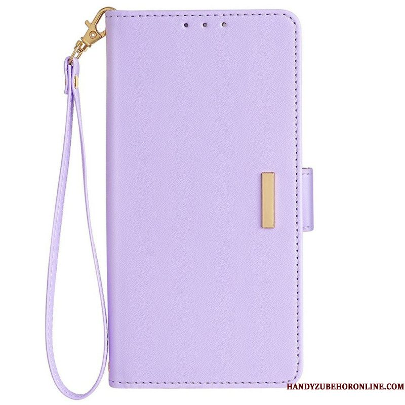 Leren Hoesje Samsung Galaxy S25 Plus 5g Gouden Sluiting Met Bandje Bescherming Hoesje