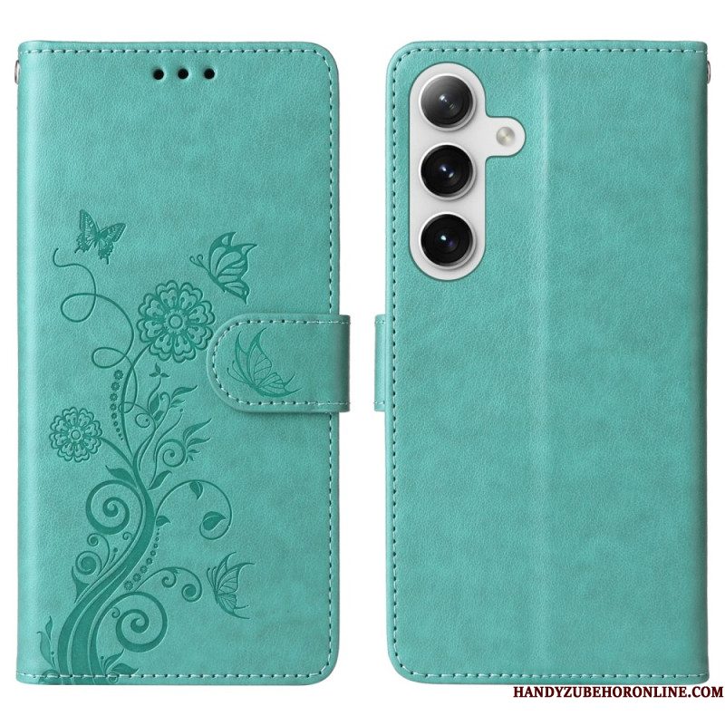 Leren Hoesje Samsung Galaxy S25 Plus 5g Kleine Bloemen Bescherming Hoesje