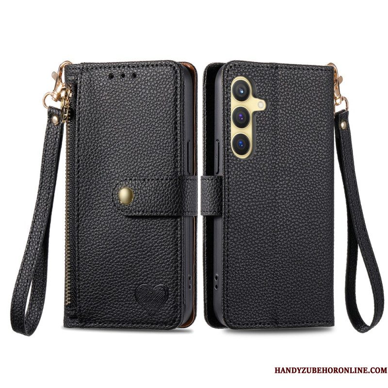Leren Hoesje Samsung Galaxy S25 Plus 5g Leren Portemonnee Met Anti-rfid Ritsvak Bescherming Hoesje