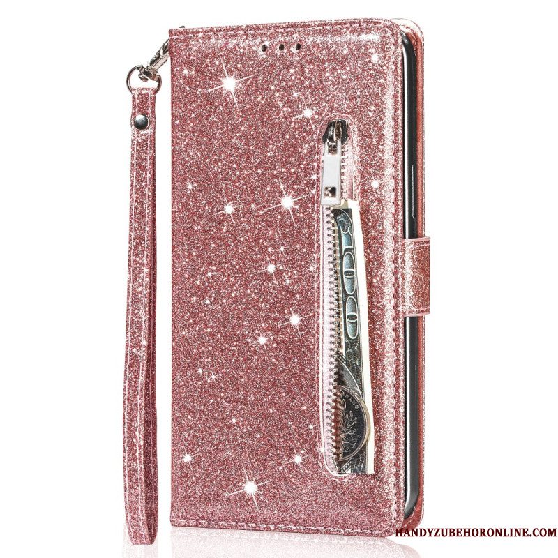Leren Hoesje Samsung Galaxy S25 Plus 5g Portemonnee Met Pailletten Bescherming Hoesje