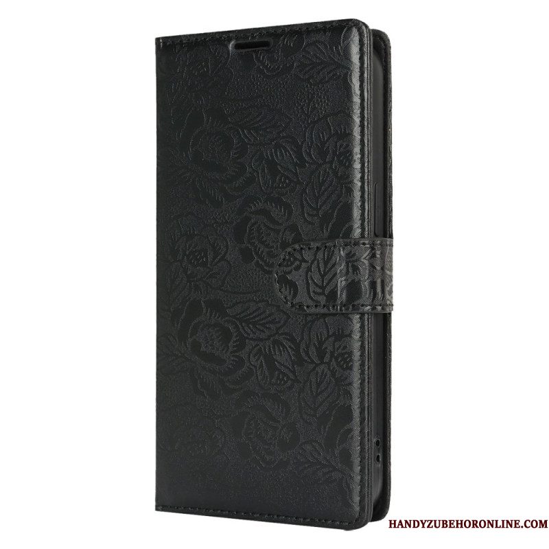 Leren Hoesje Samsung Galaxy S25 Ultra 5g Bloemenprint Met Bandje