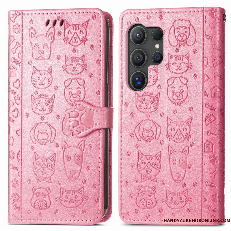 Leren Hoesje Samsung Galaxy S25 Ultra 5g Geanimeerde Dieren
