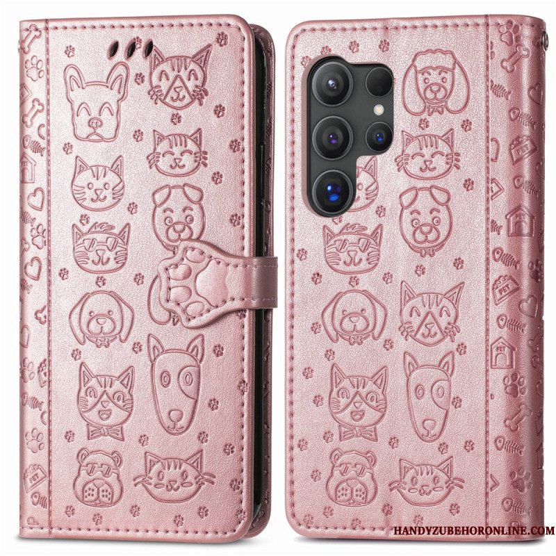 Leren Hoesje Samsung Galaxy S25 Ultra 5g Geanimeerde Dieren
