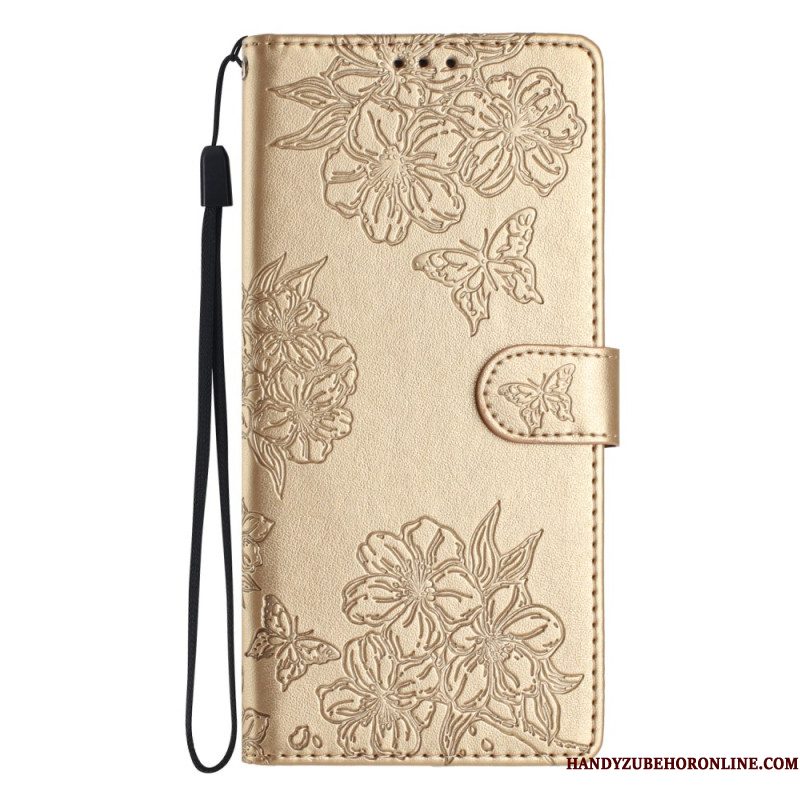 Leren Hoesje Samsung Galaxy S25 Ultra 5g Kersenbloesems Bescherming Hoesje
