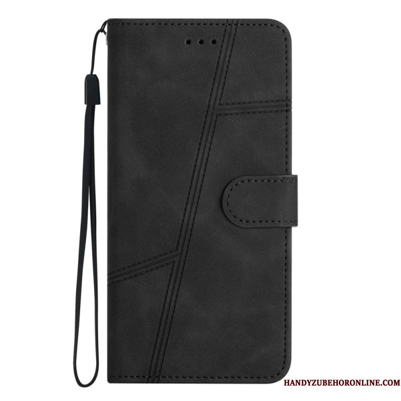 Leren Hoesje Samsung Galaxy S25 Ultra 5g Lijnen En Bandje Bescherming Hoesje