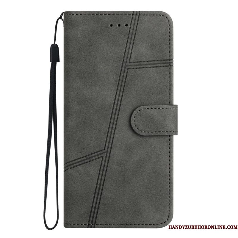 Leren Hoesje Samsung Galaxy S25 Ultra 5g Lijnen En Bandje Bescherming Hoesje