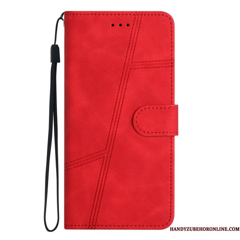 Leren Hoesje Samsung Galaxy S25 Ultra 5g Lijnen En Bandje Bescherming Hoesje